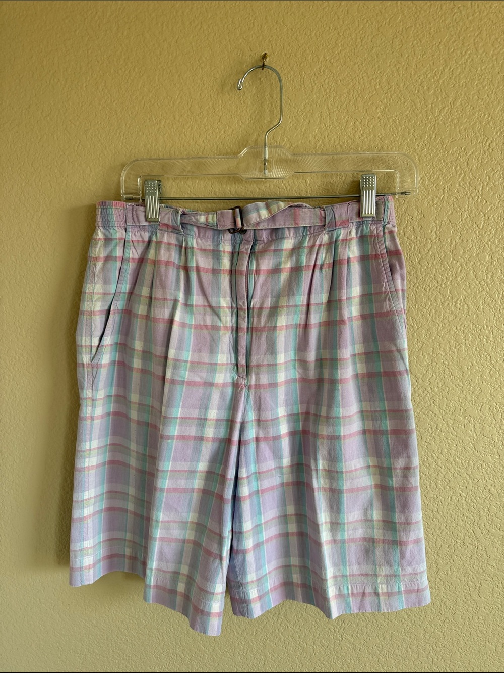 Gloria Vanderbilt for Murjani Pastel Plaid Cotton Shorts